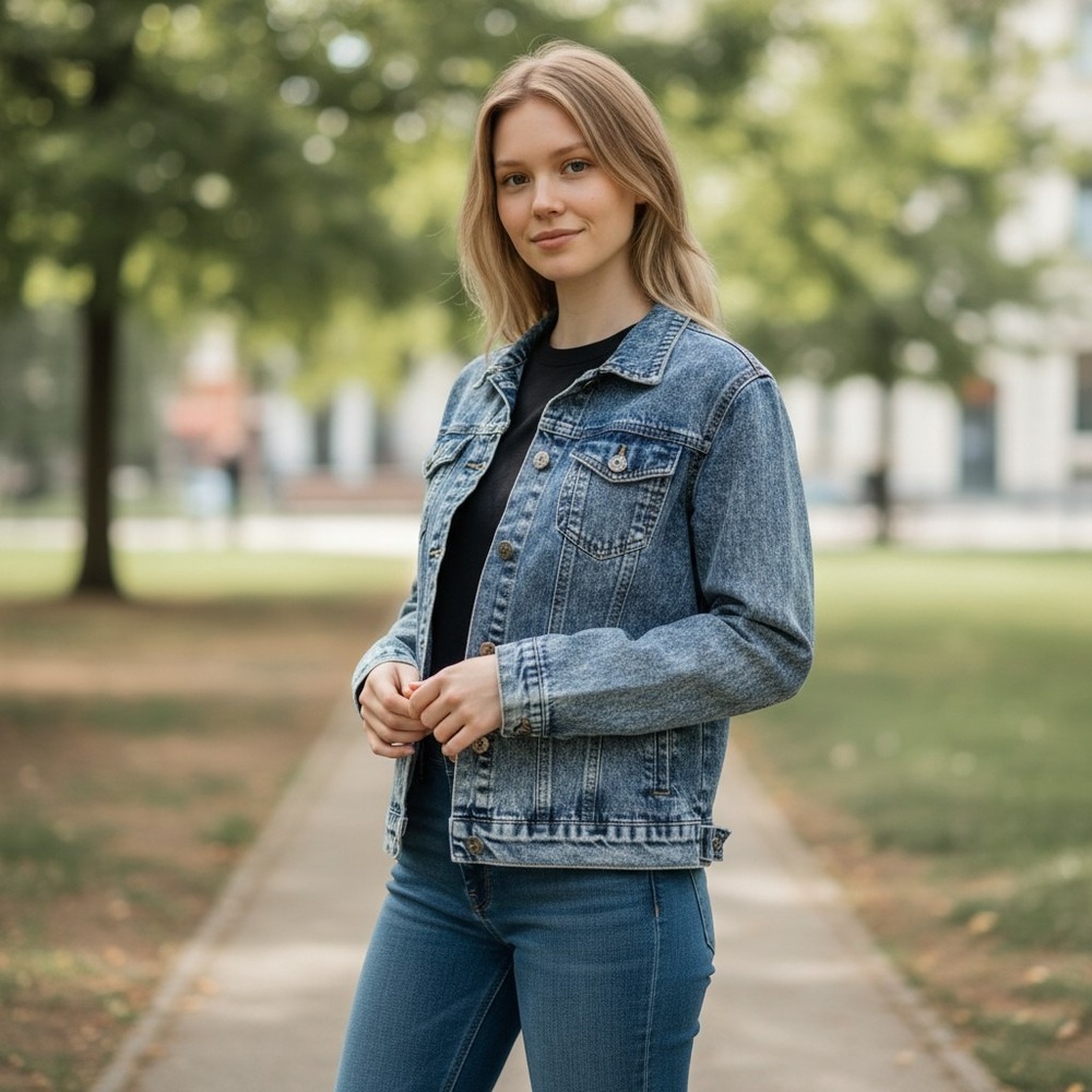 The Style Between Us Denim Jacket L Blue Acid Wash Retro 90s Style Trucker